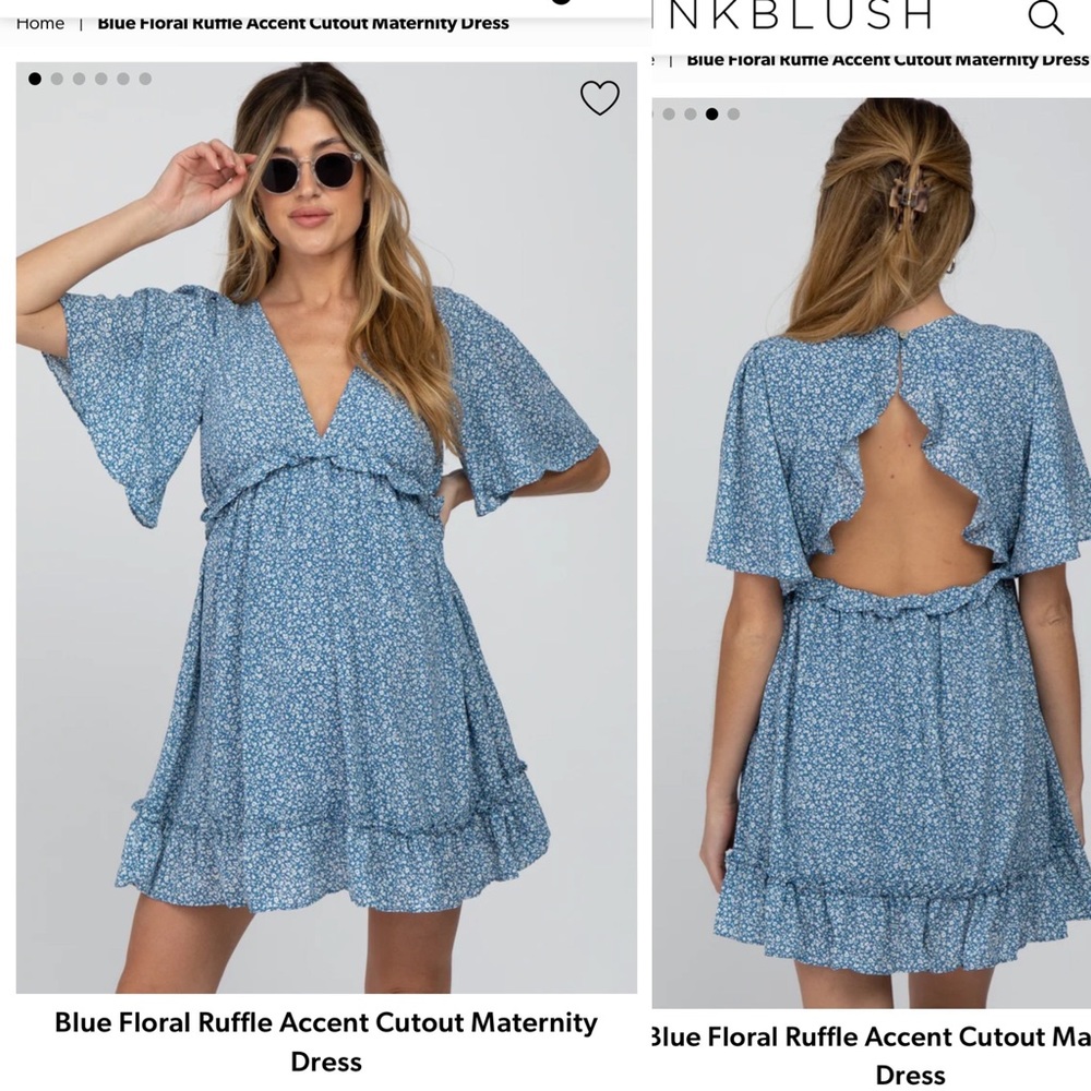 She + Sky 🛍️ 🤰🏼NWT blue and white flower maternity dress from PinkBlush